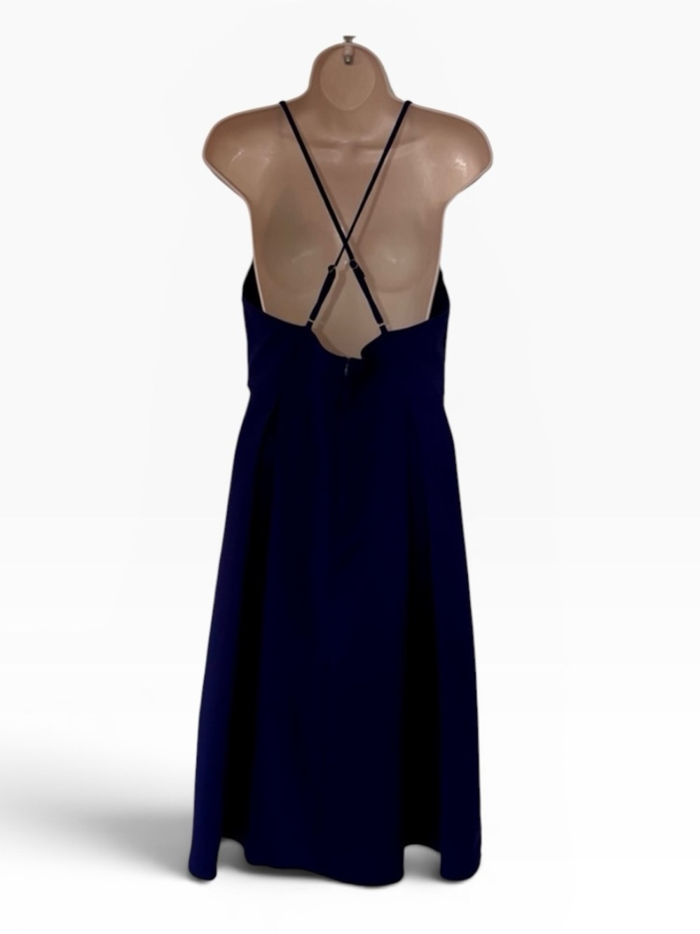 NWT Elia Cher Navy Strappy Back Midi Dress Wedding Guest Size Large - Picture 4 of 7